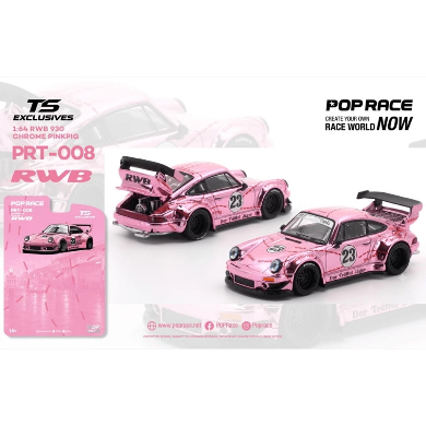 POP RACE X TOKYO STATION (TS) EXCLUSIVO 1:64 – RWB 930 CHROME PINK PIG (PREORDER)
