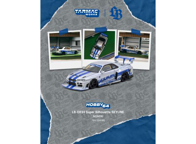 2025 Nissan Skyline GTR (ER34) LB Super Silhouette MGMini SEMA Show, silver/blue