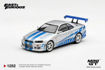 Mini GT Nissan Skyline GT-R (R34) C-West – 2 Fast 2 Furious – Brian O’Conner