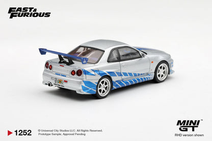 Mini GT Nissan Skyline GT-R (R34) C-West – 2 Fast 2 Furious – Brian O’Conner